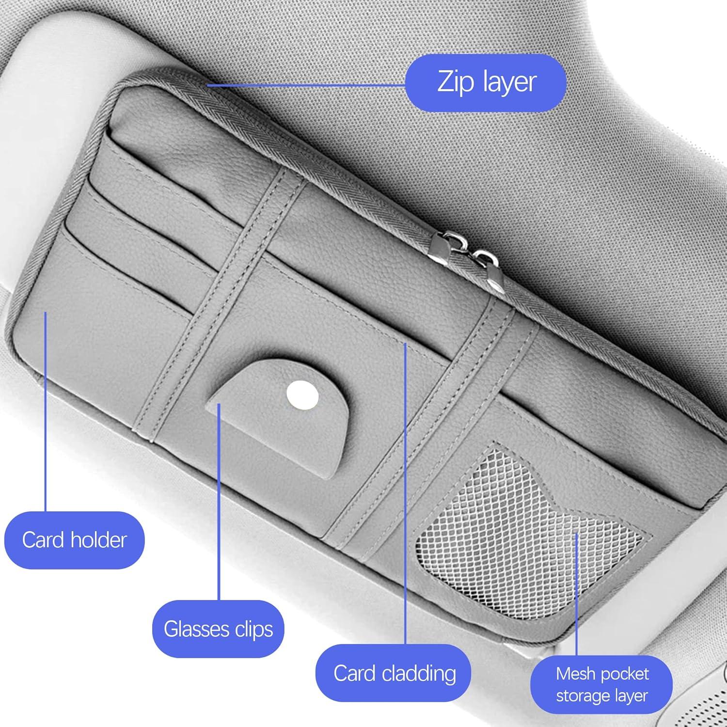 Organizador de Visera de Coche TOPDADA Gris con Doble Cierre