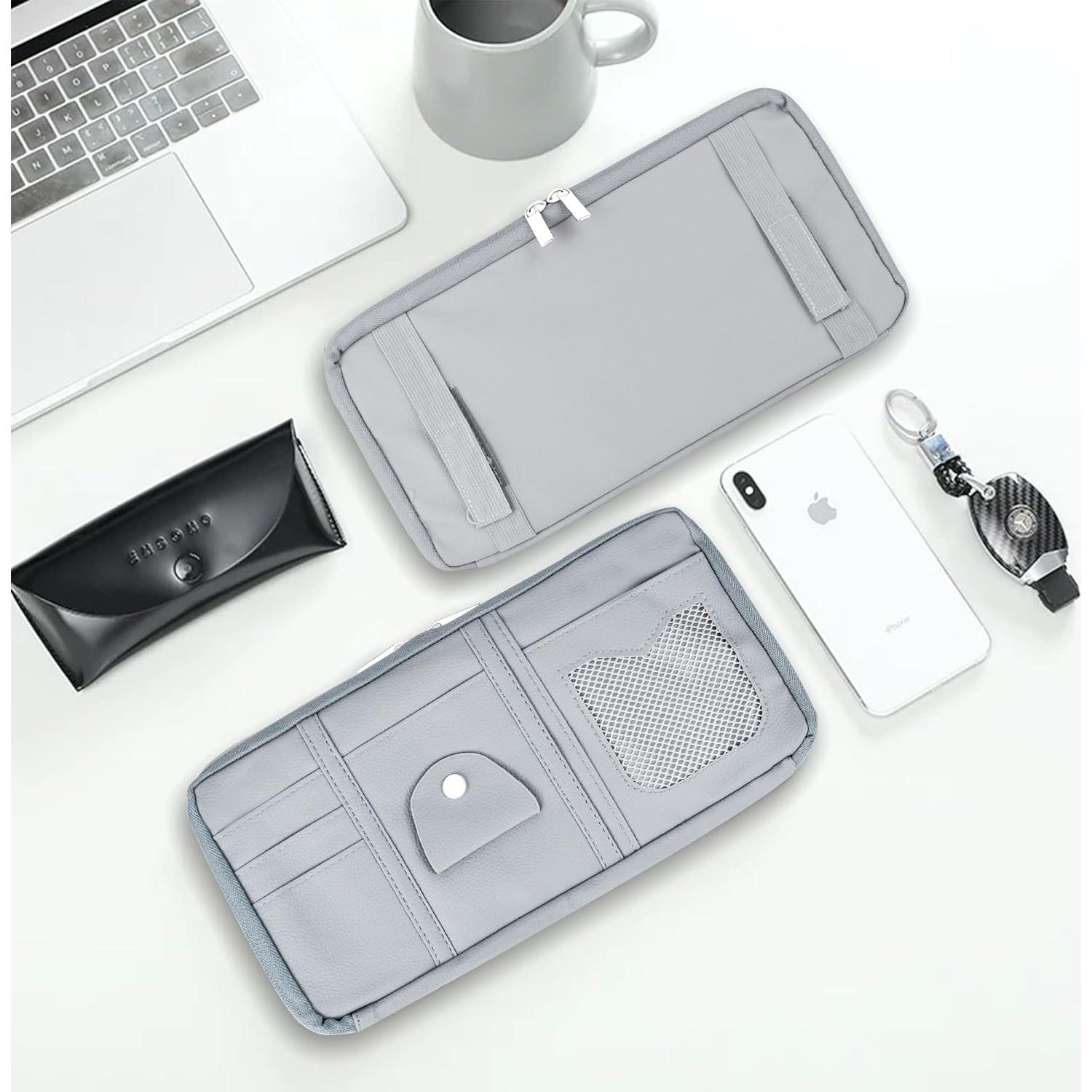 Organizador de Visera de Coche TOPDADA Gris con Doble Cierre