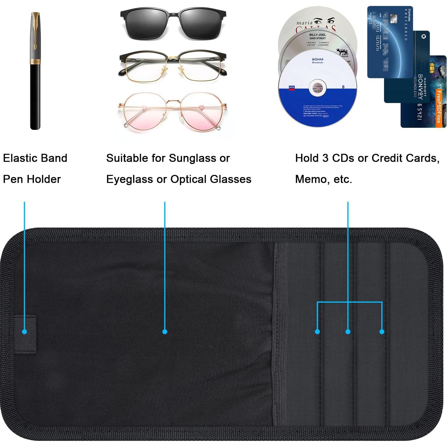 Organizador de Visera de Coche Wisdompro - Soporte para Gafas y CDs