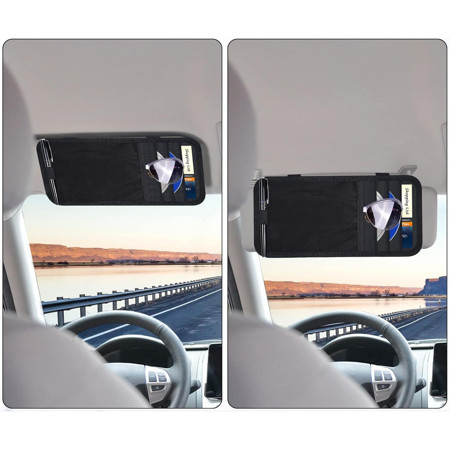 Organizador de Visera de Coche Wisdompro - Soporte para Gafas y CDs