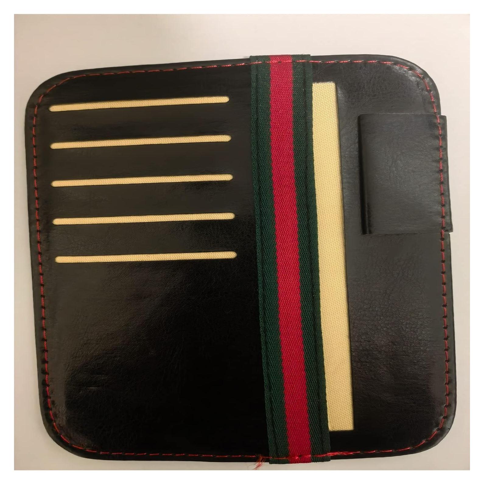 Organizador de Visera Solar Qishing 01 - Cuero PU, 16.7x13.4cm