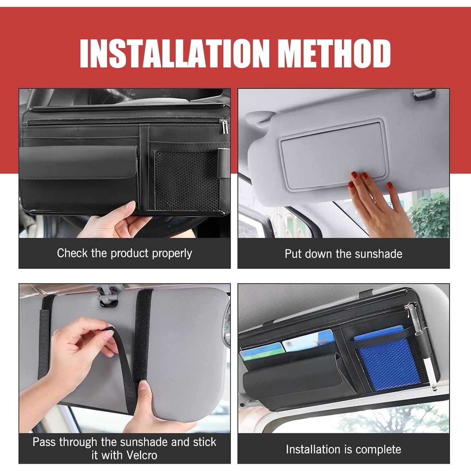 Organizador de Visera de Coche Anyhut - Bolsa de Almacenamiento Negra