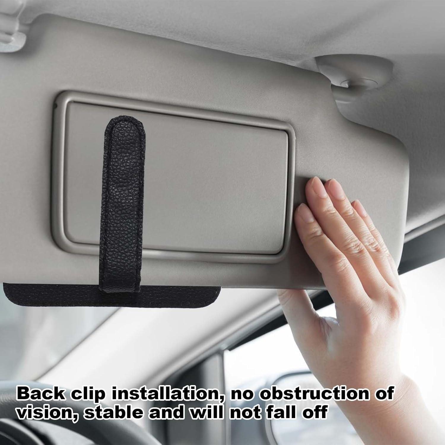 Organizador de Visera de Coche YQQYG Negro Cuero PU 15.5x12.5cm