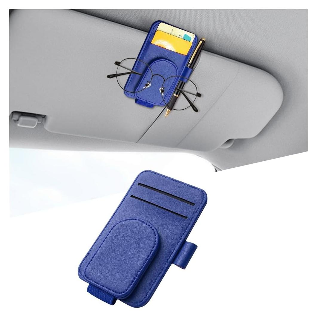 Organizador de Visera de Coche KHGUZ Azul, Soporte Magnético