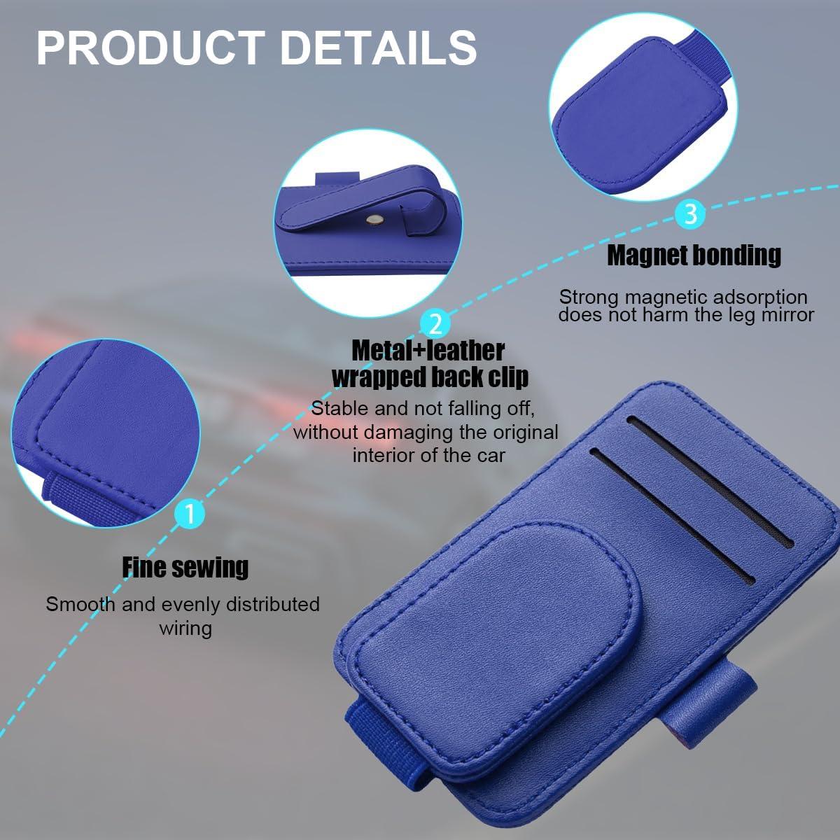 Organizador de Visera de Coche KHGUZ Azul, Soporte Magnético