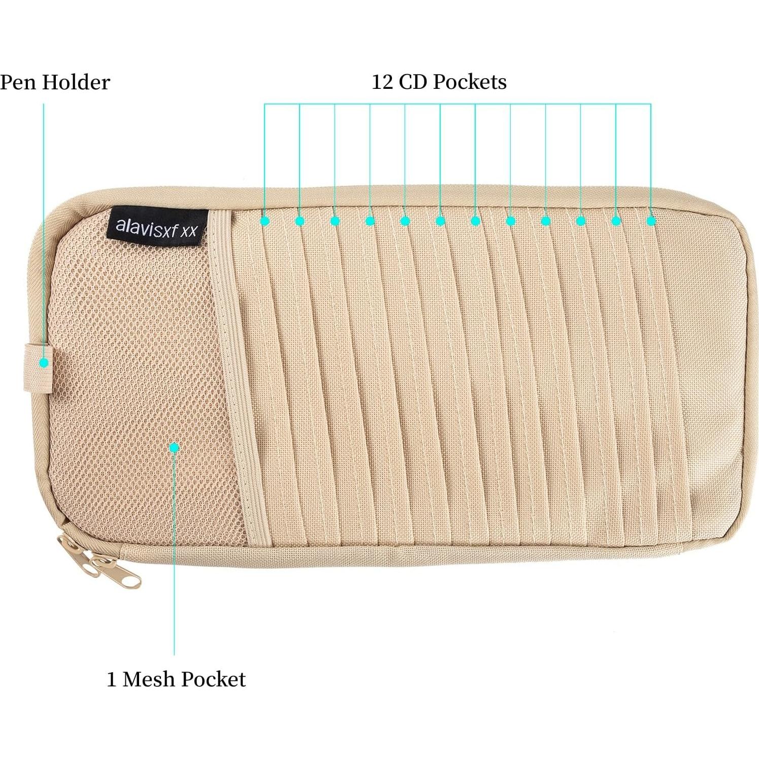 Soporte de CD para coche alavisxf xx con 12 fundas y bolsillo