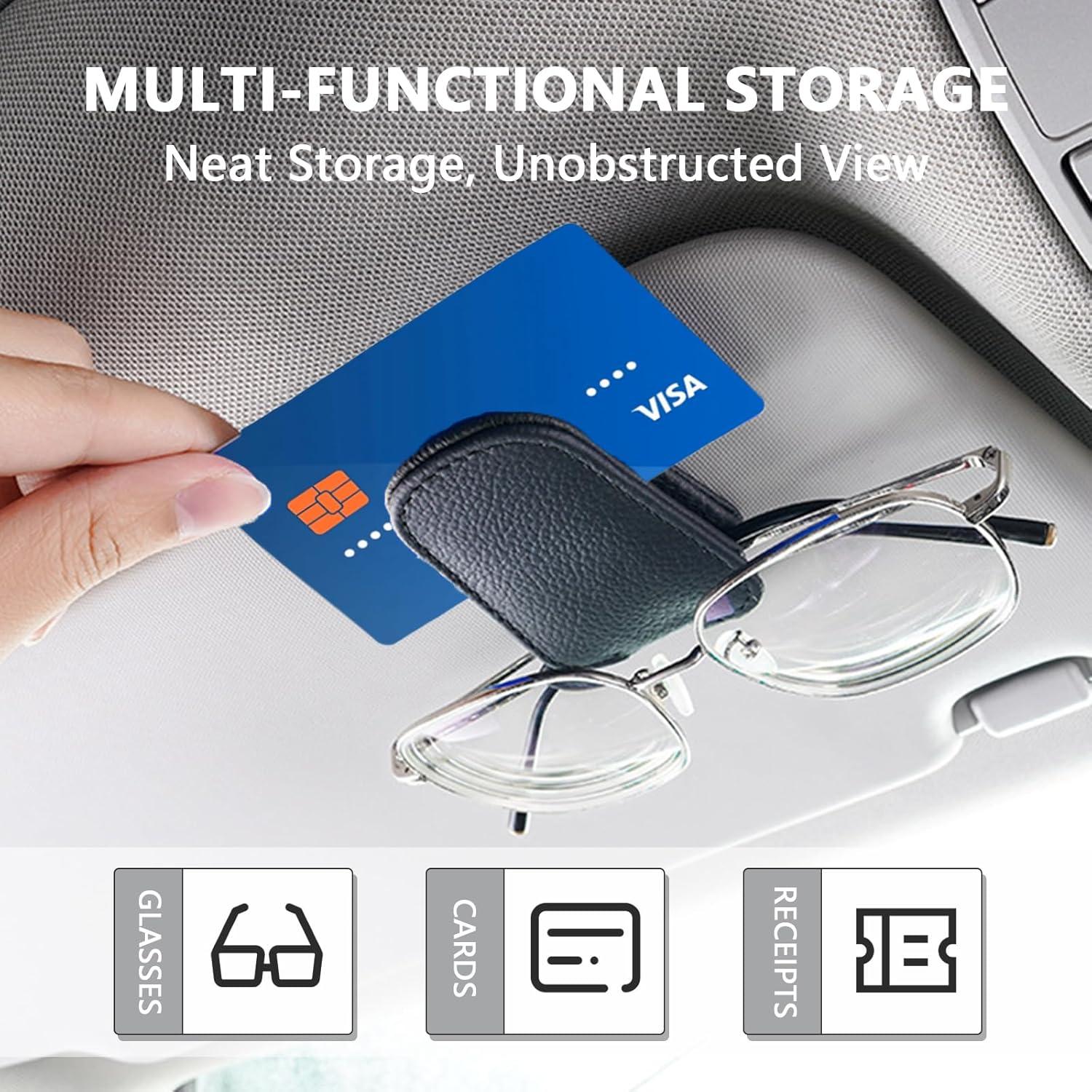 Soporte de Gafas de Sol Aenfaiy para Coche - 2 Piezas, Negro