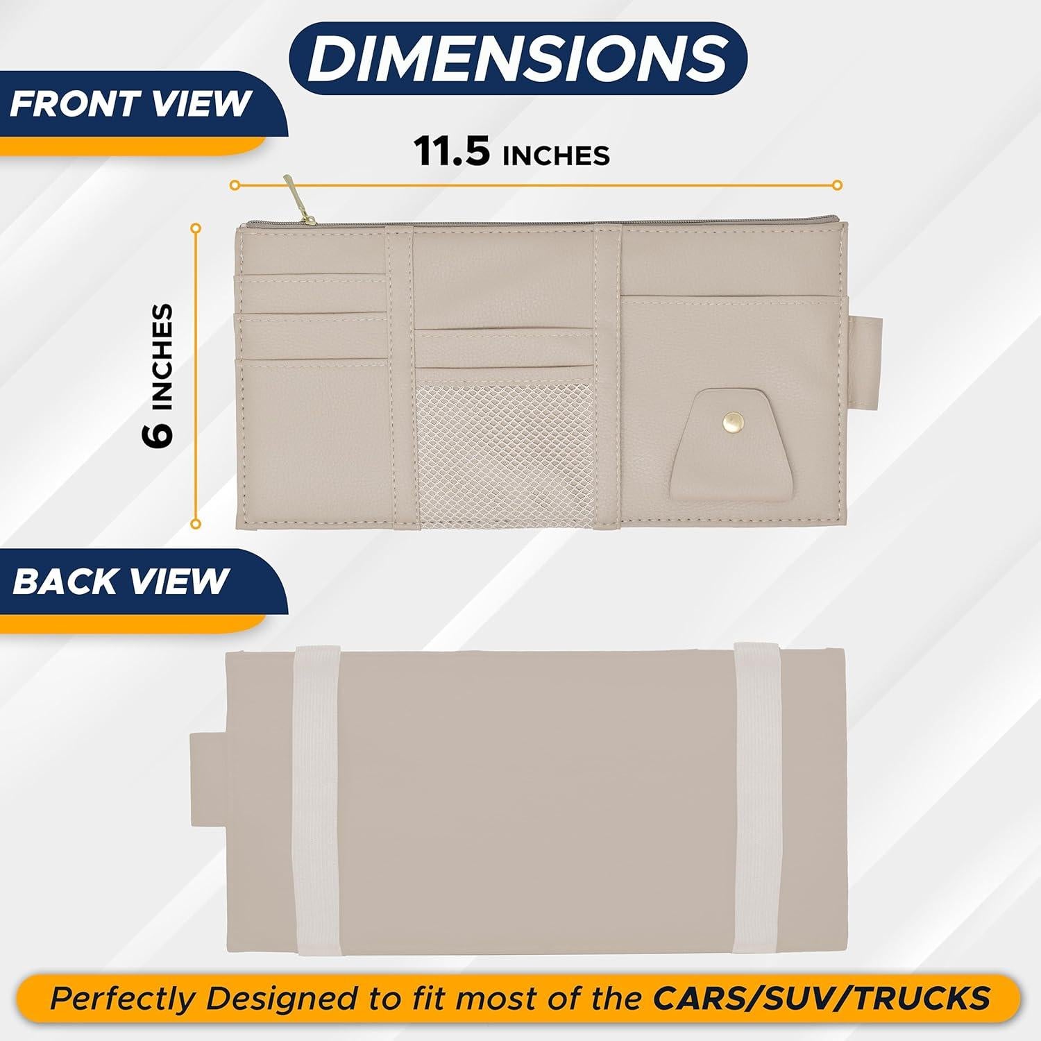 Organizador de Visera para Auto EcoNour Beige con Bolsillos