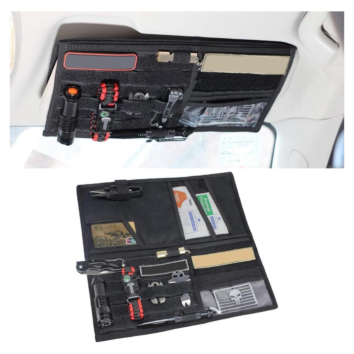 Organizador de Visera Solar Táctico SMILFUY 600D Negro 35x36.3cm