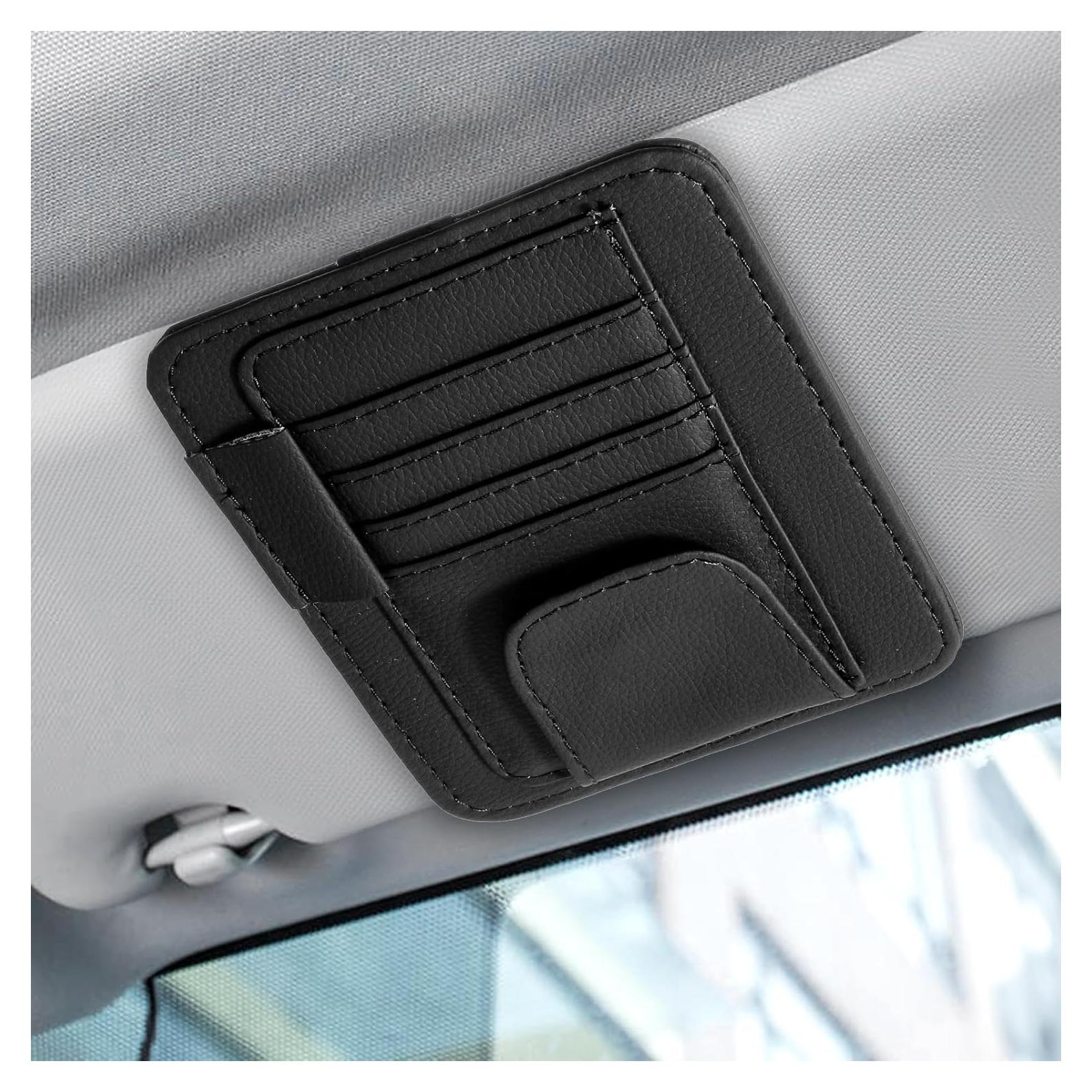 Organizador de Visera de Auto YBEATY de Cuero Negro 15.5x12.5cm