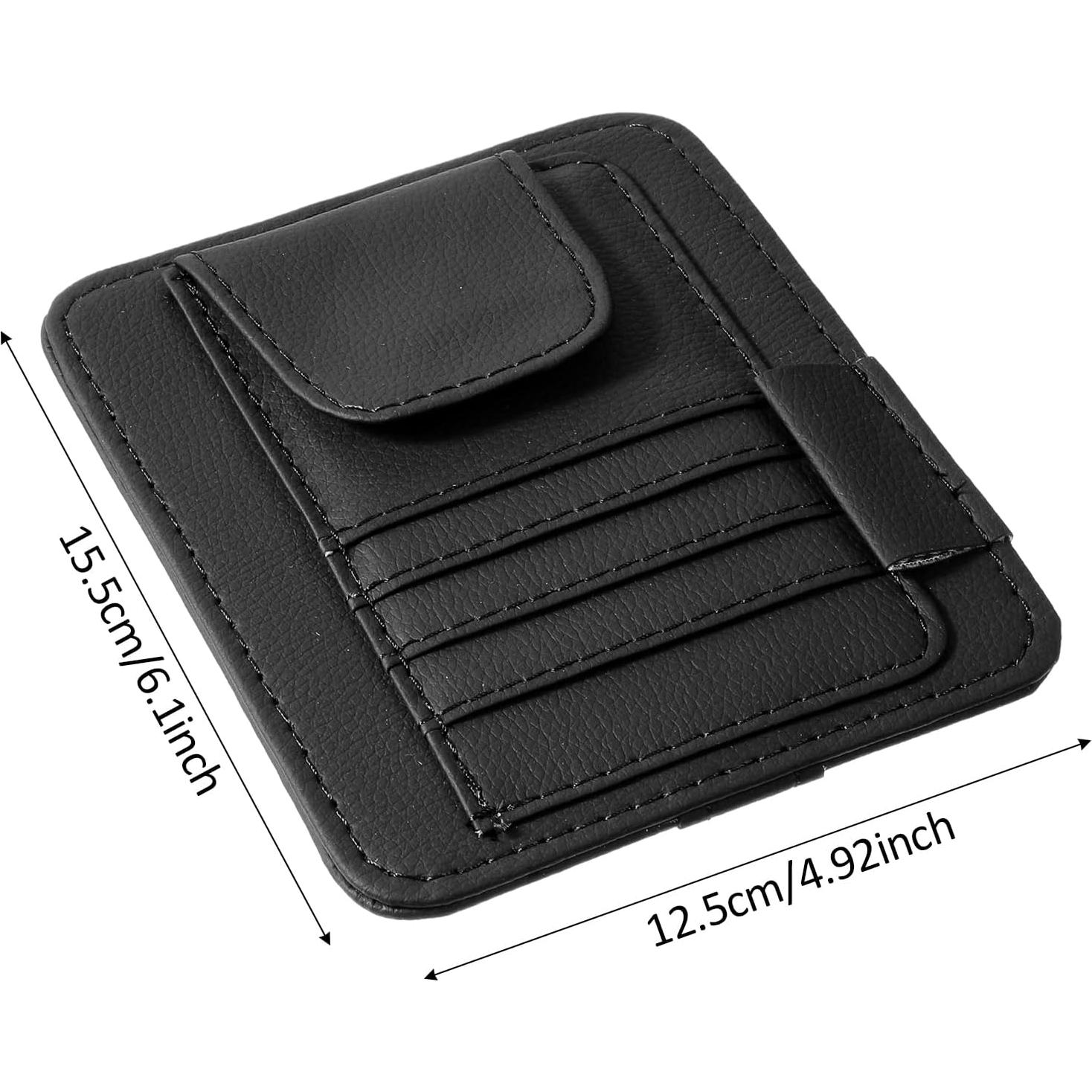 Organizador de Visera de Auto YBEATY de Cuero Negro 15.5x12.5cm