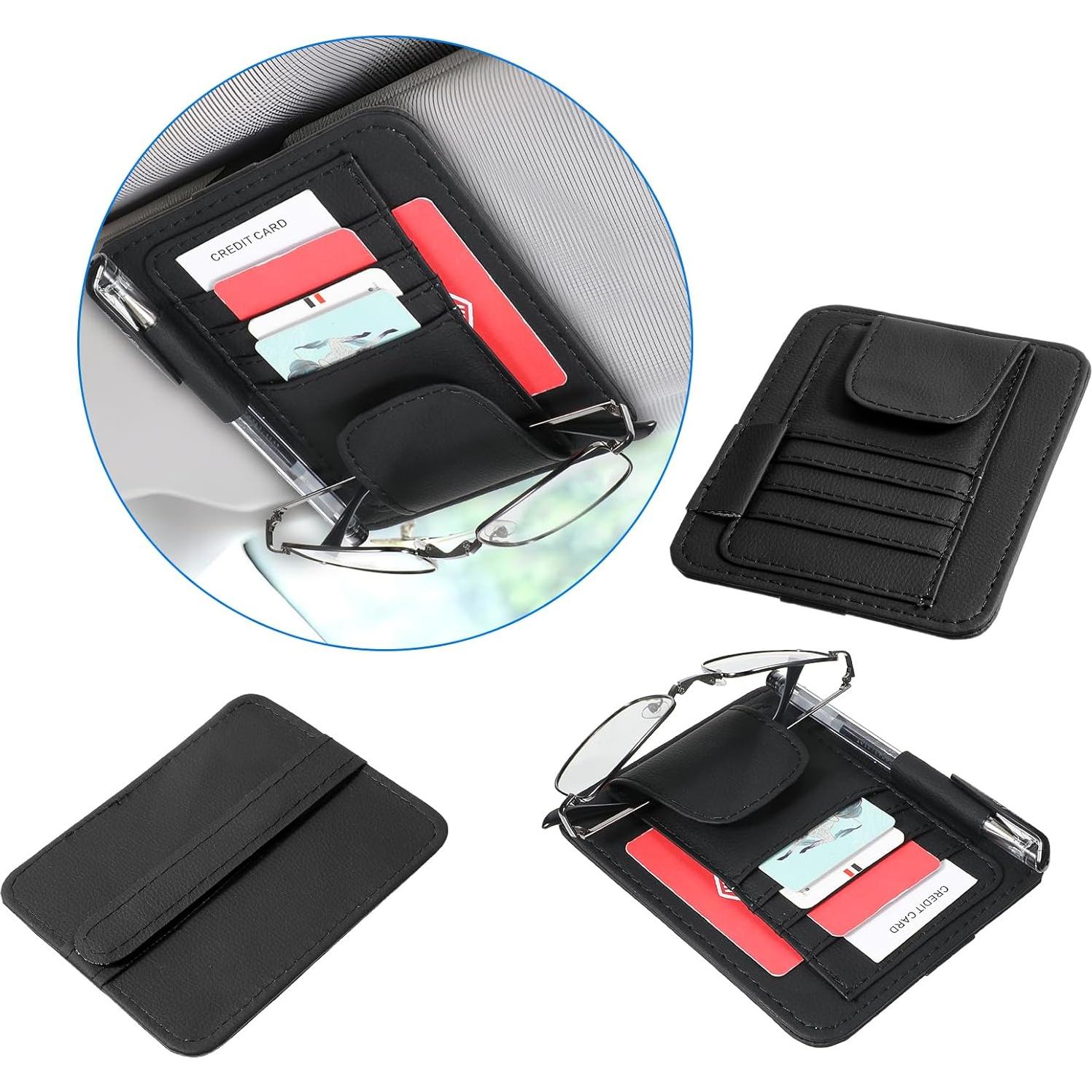 Organizador de Visera de Auto YBEATY de Cuero Negro 15.5x12.5cm