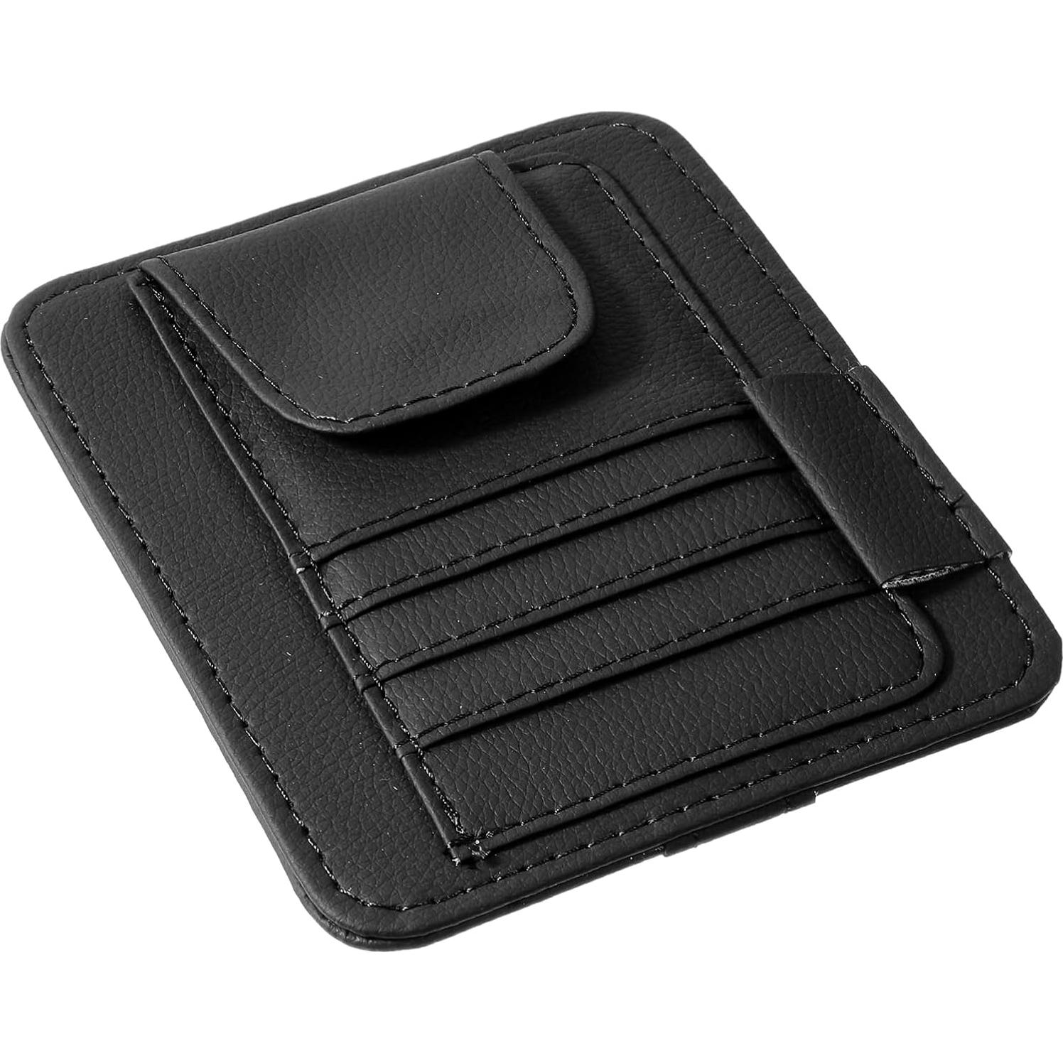 Organizador de Visera de Auto YBEATY de Cuero Negro 15.5x12.5cm