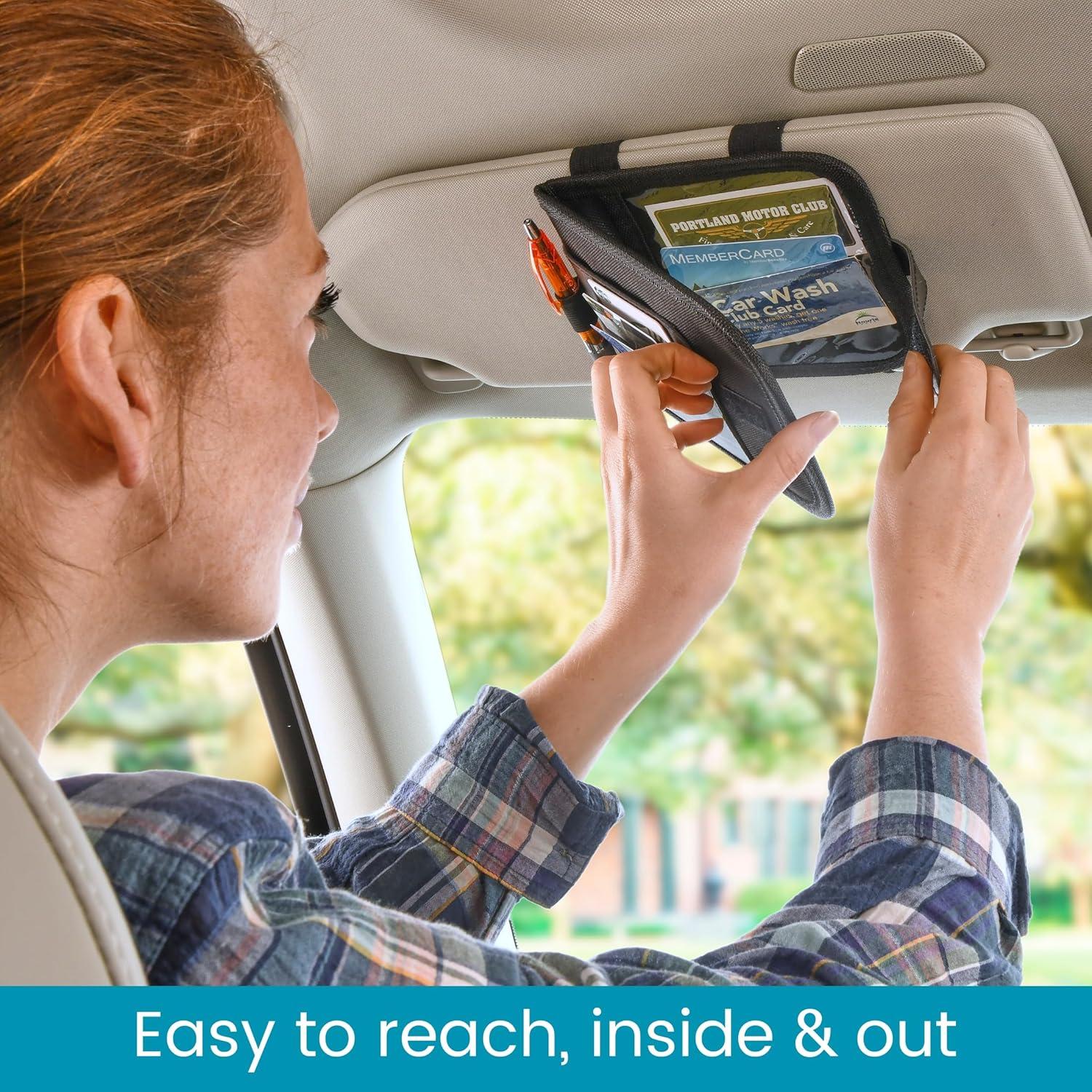 Organizador de Visera de Coche High Road con Bolsillos Transparentes