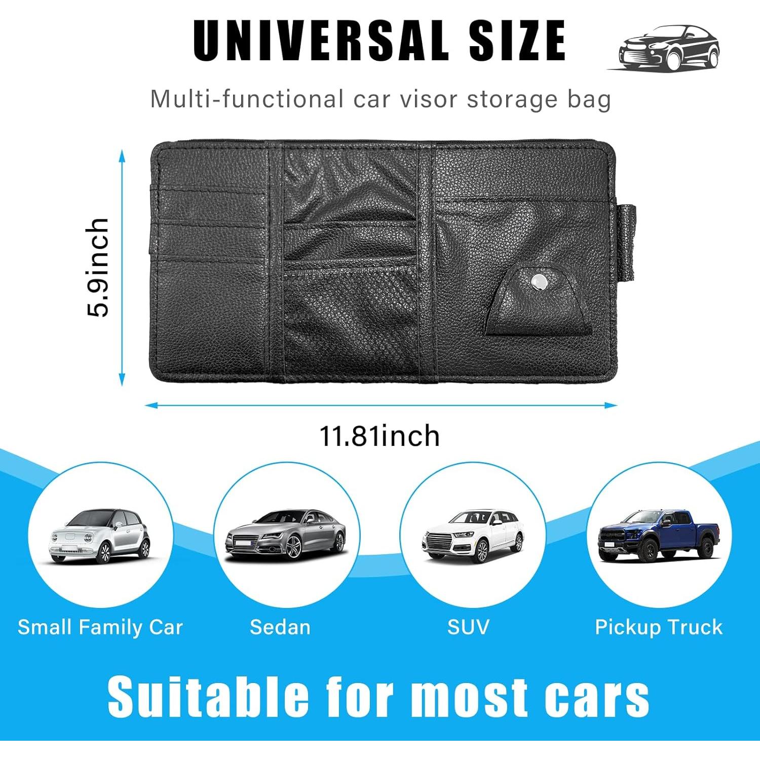 Organizador de Visera de Sol para Auto Augeny Negro PU 15x30cm