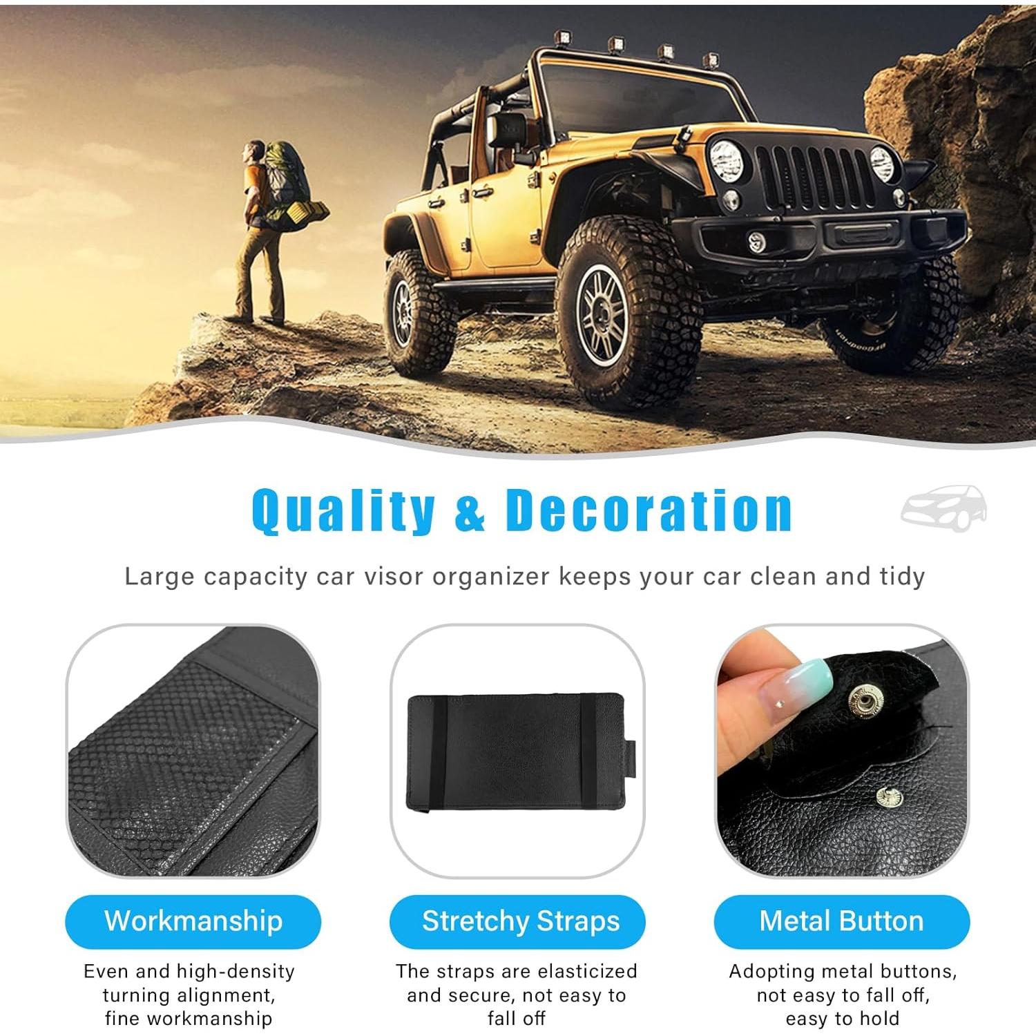 Organizador de Visera de Sol para Auto Augeny Negro PU 15x30cm