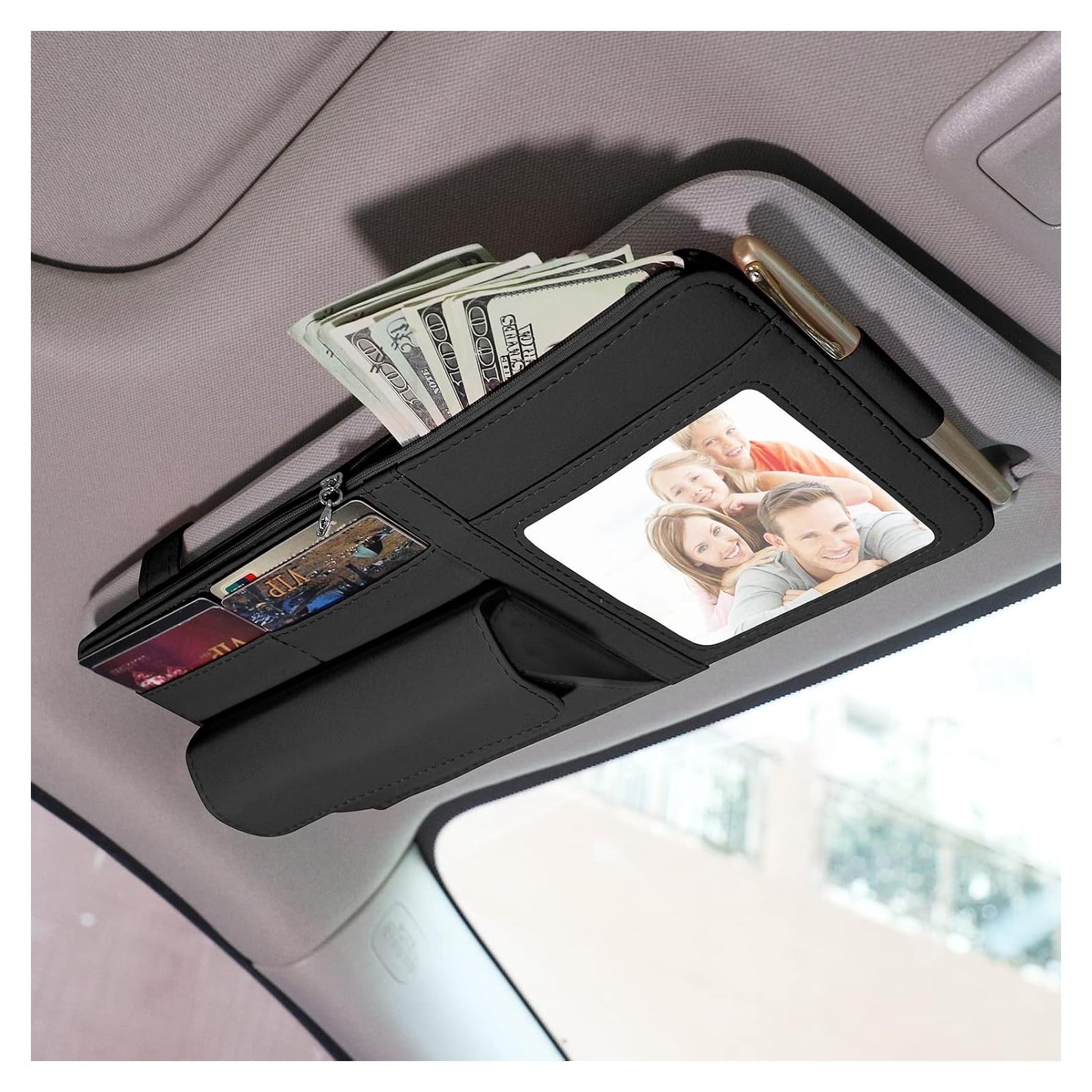 Organizador de Visera de Coche CharlesKeith con Marco de Fotos y Soporte para Gafas - Negro