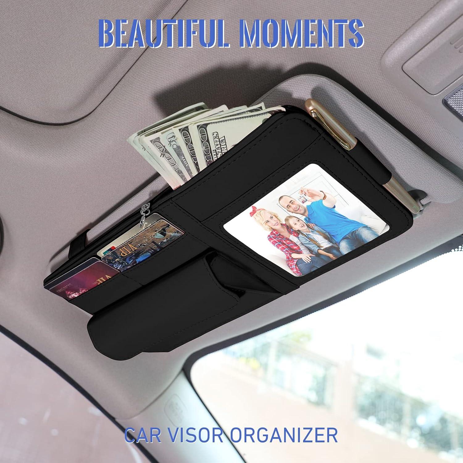 Organizador de Visera de Coche CharlesKeith con Marco de Fotos y Soporte para Gafas - Negro