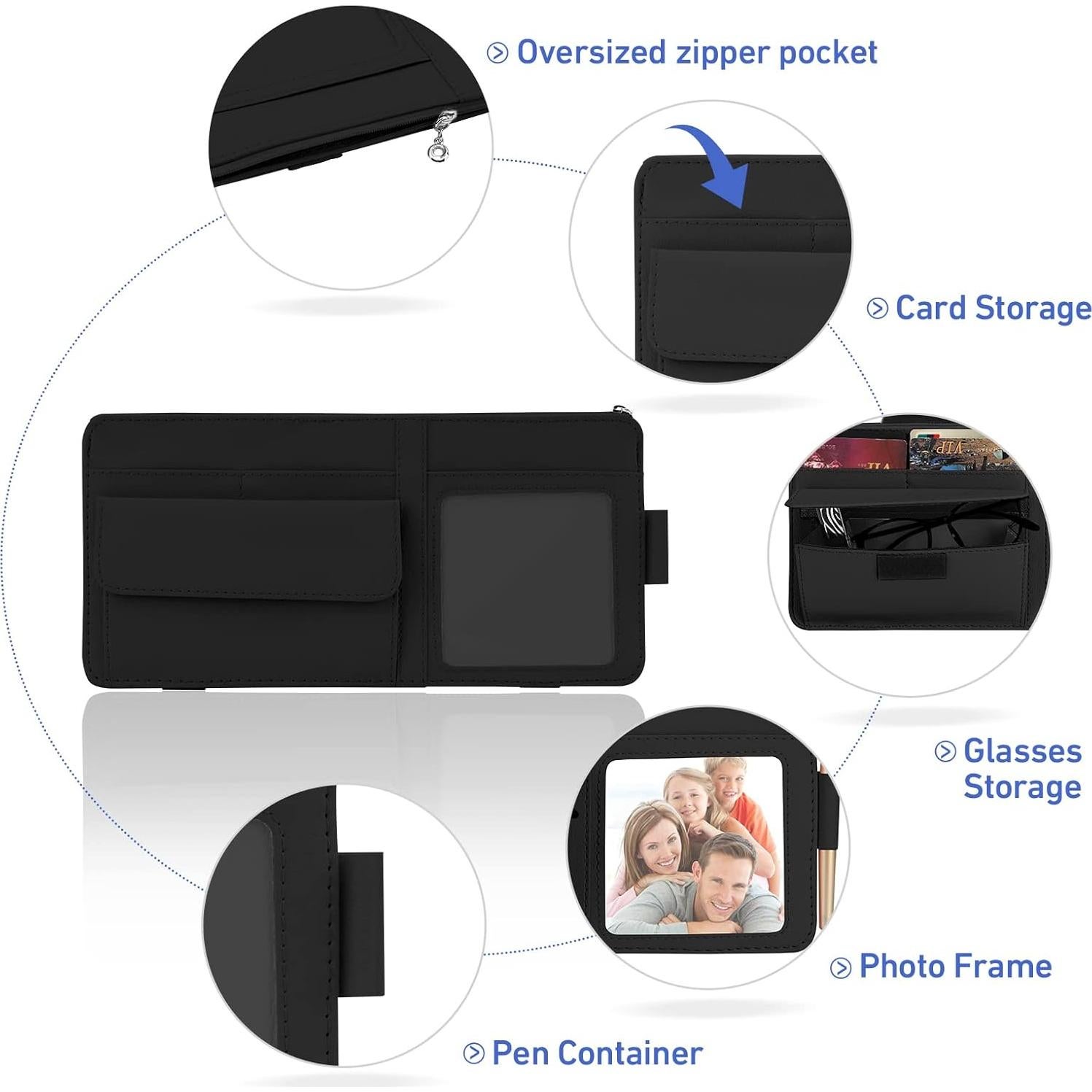 Organizador de Visera de Coche CharlesKeith con Marco de Fotos y Soporte para Gafas - Negro