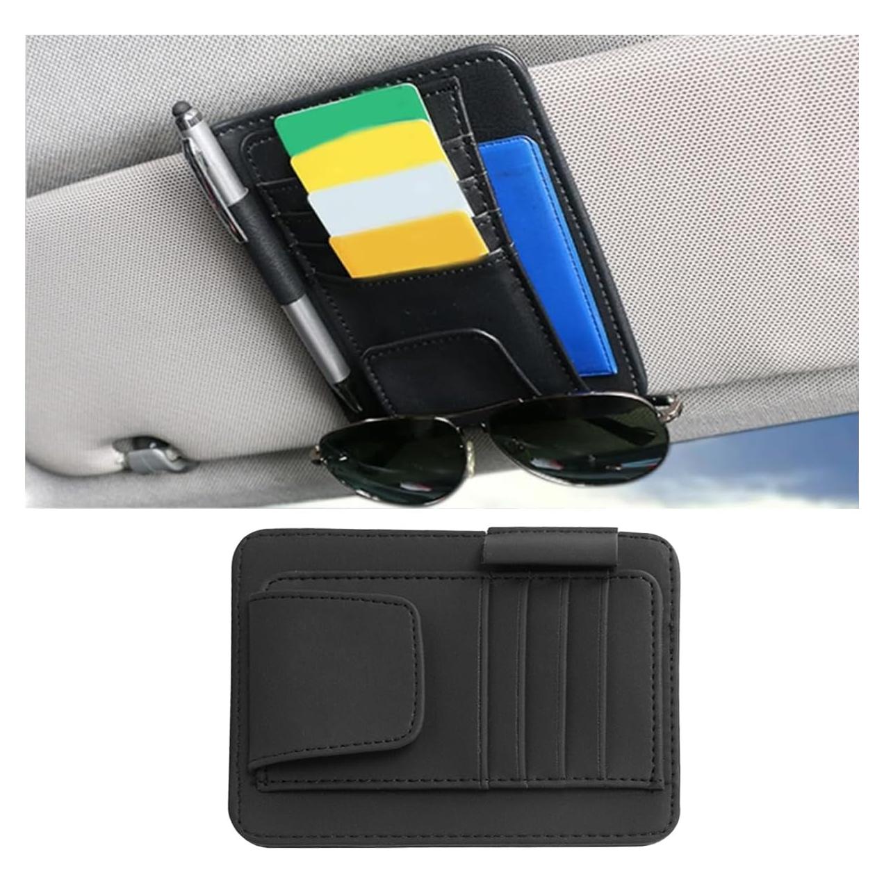 Organizador de Visera de Coche GLSOWEE en Cuero PU Negro