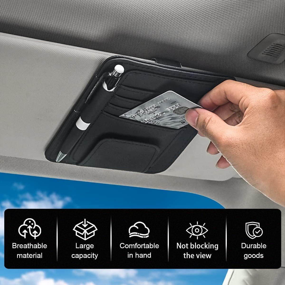 Organizador de Visera de Coche GLSOWEE en Cuero PU Negro