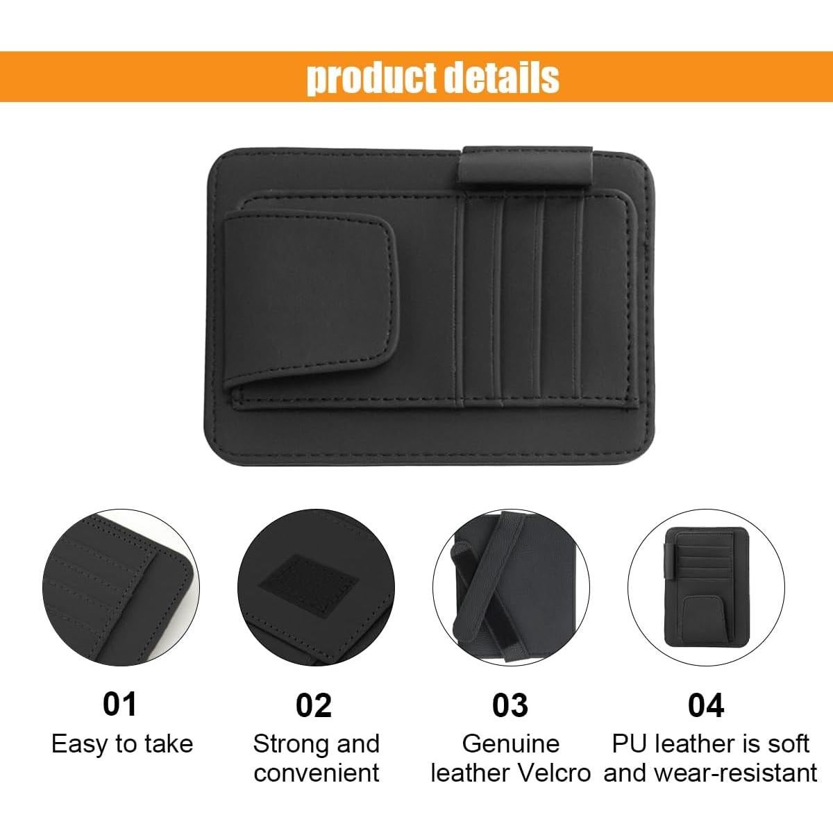 Organizador de Visera de Coche GLSOWEE en Cuero PU Negro