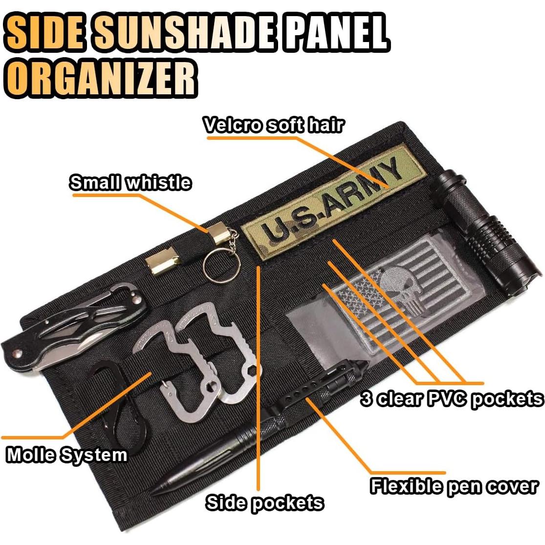 Organizador Táctico de Visera de Coche GLSOWEE Nylon 30x15.5cm