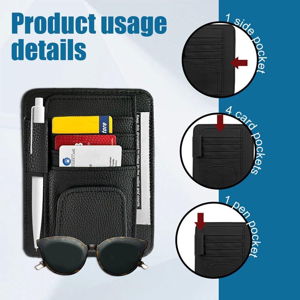 Organizador de Visera de Coche Tecledsn Negro PU 15.5x13 cm