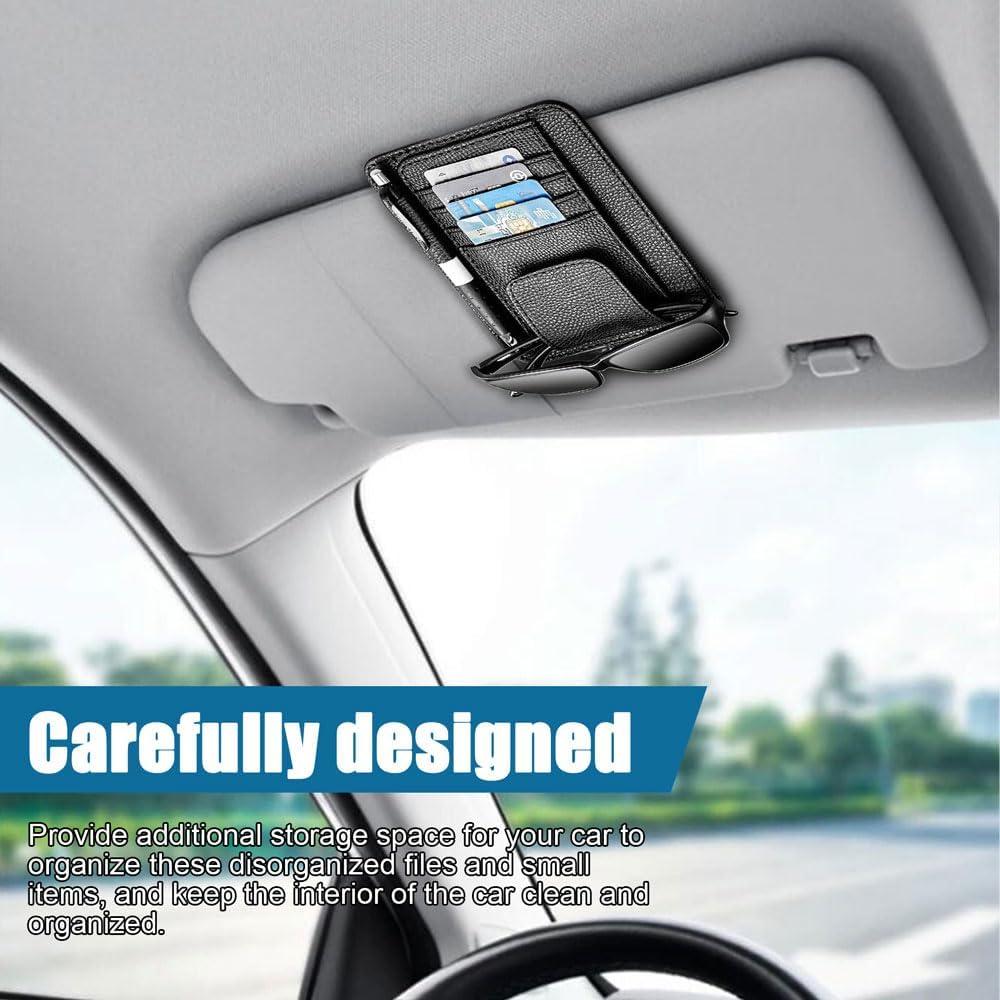 Organizador de Visera de Coche Tecledsn Negro PU 15.5x13 cm