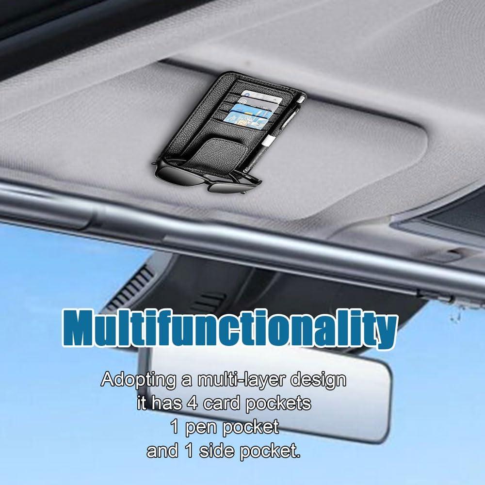 Organizador de Visera de Coche Tecledsn Negro PU 15.5x13 cm