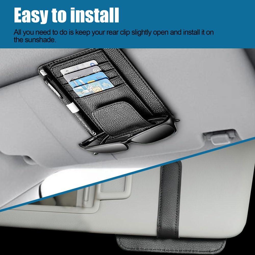 Organizador de Visera de Coche Tecledsn Negro PU 15.5x13 cm