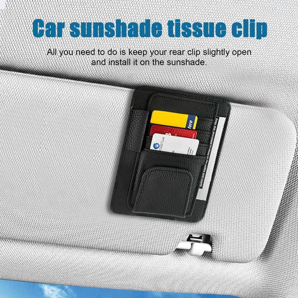 Organizador de Visera de Coche Tecledsn Negro PU 15.5x13 cm
