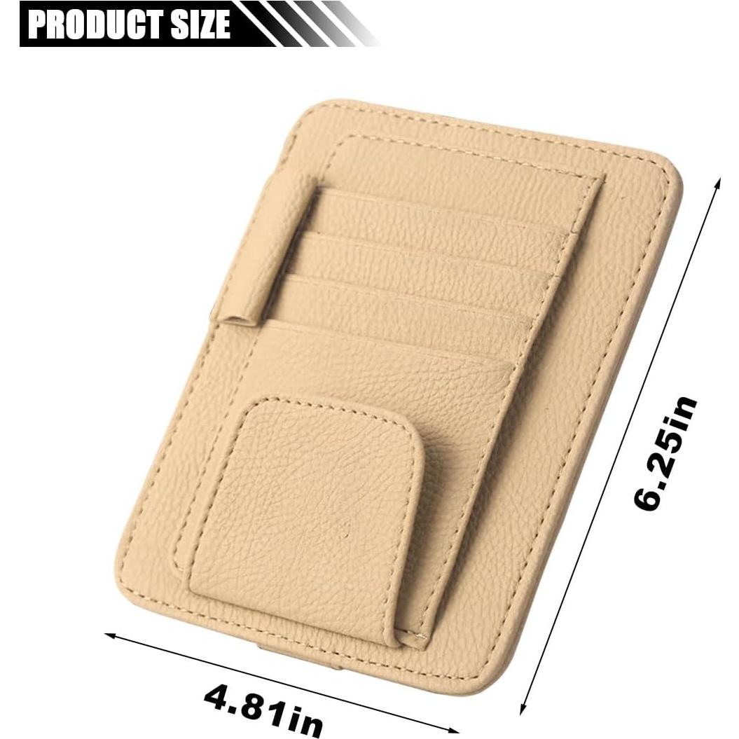 Organizador de Visera de Coche SMILFUY Cuero Beige 15.88x12.21cm