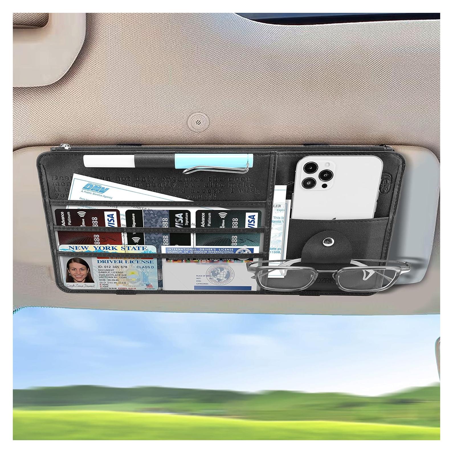 Organizador de Visera Solar XROZRK para Autos y SUVs - Negro