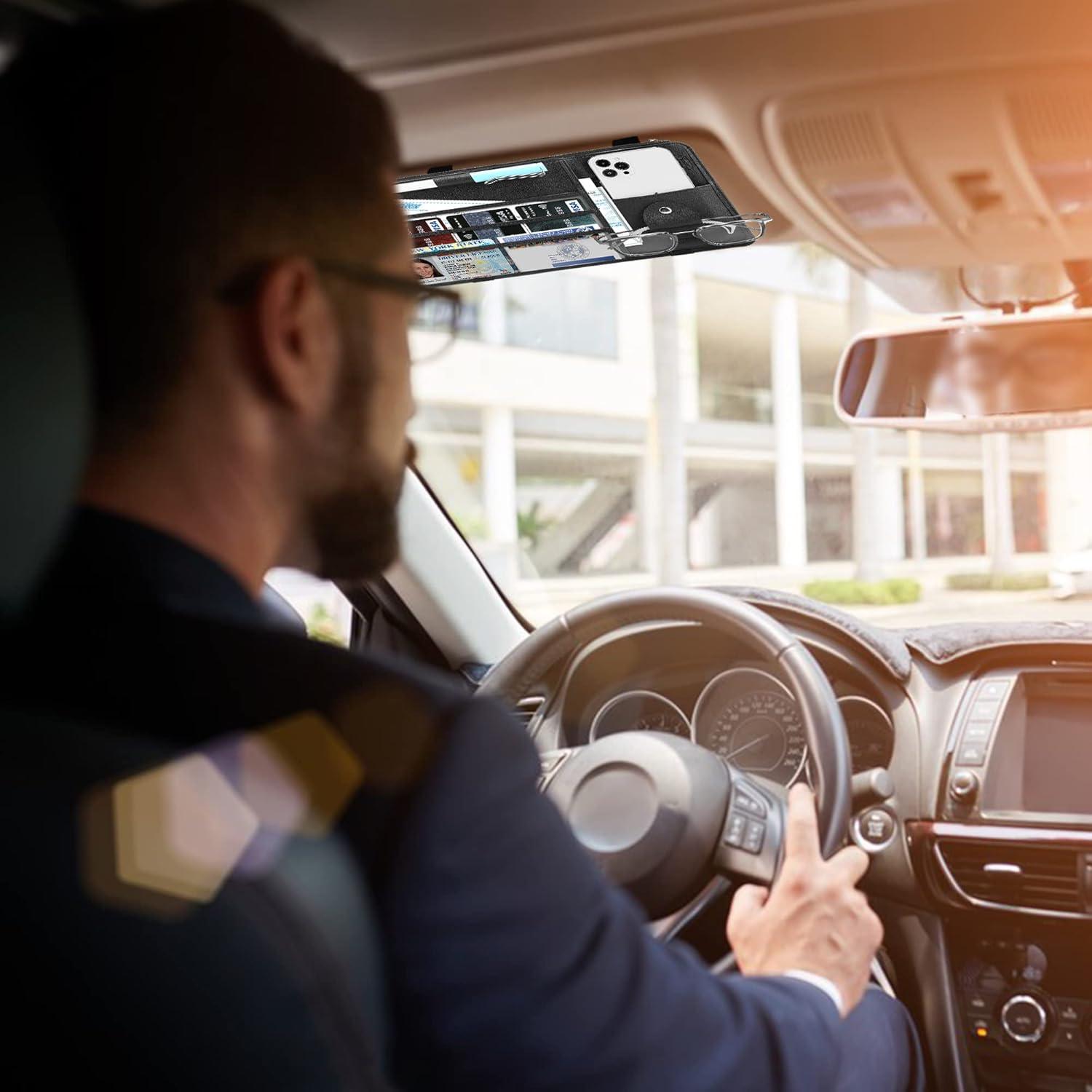 Organizador de Visera Solar XROZRK para Autos y SUVs - Negro