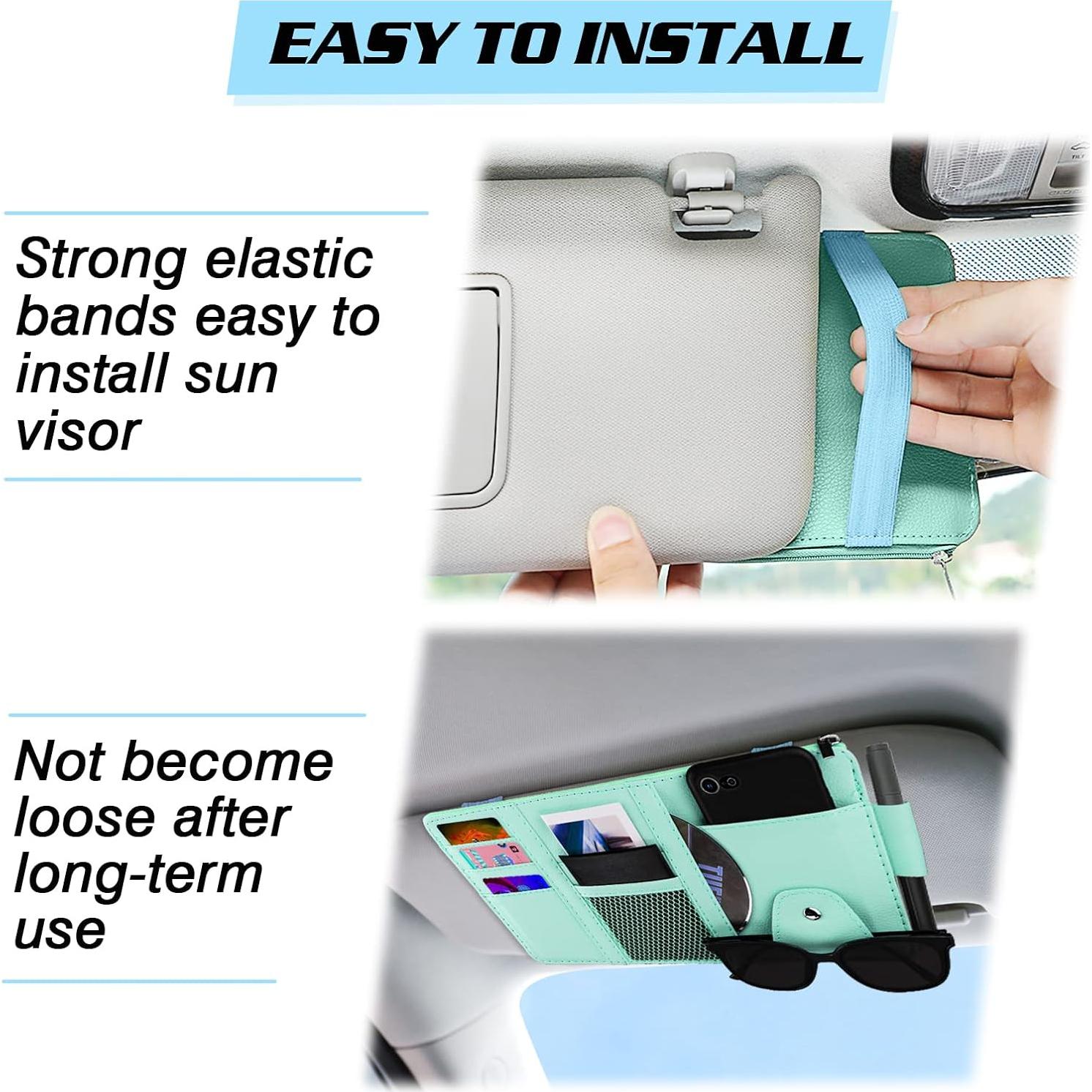 Organizador de Visera de Coche ZXFYE de Cuero Sintético Azul