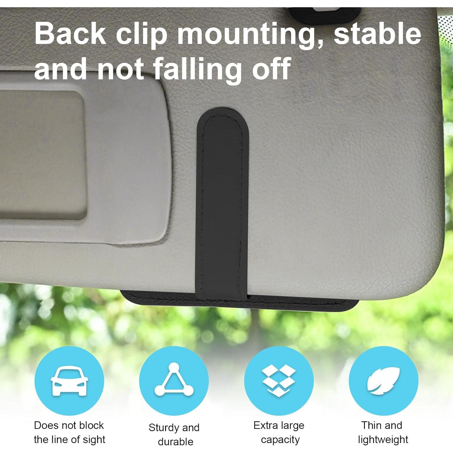 Organizador de Visera de Sol Dickno 2PCS Cuero Negro Multifuncional