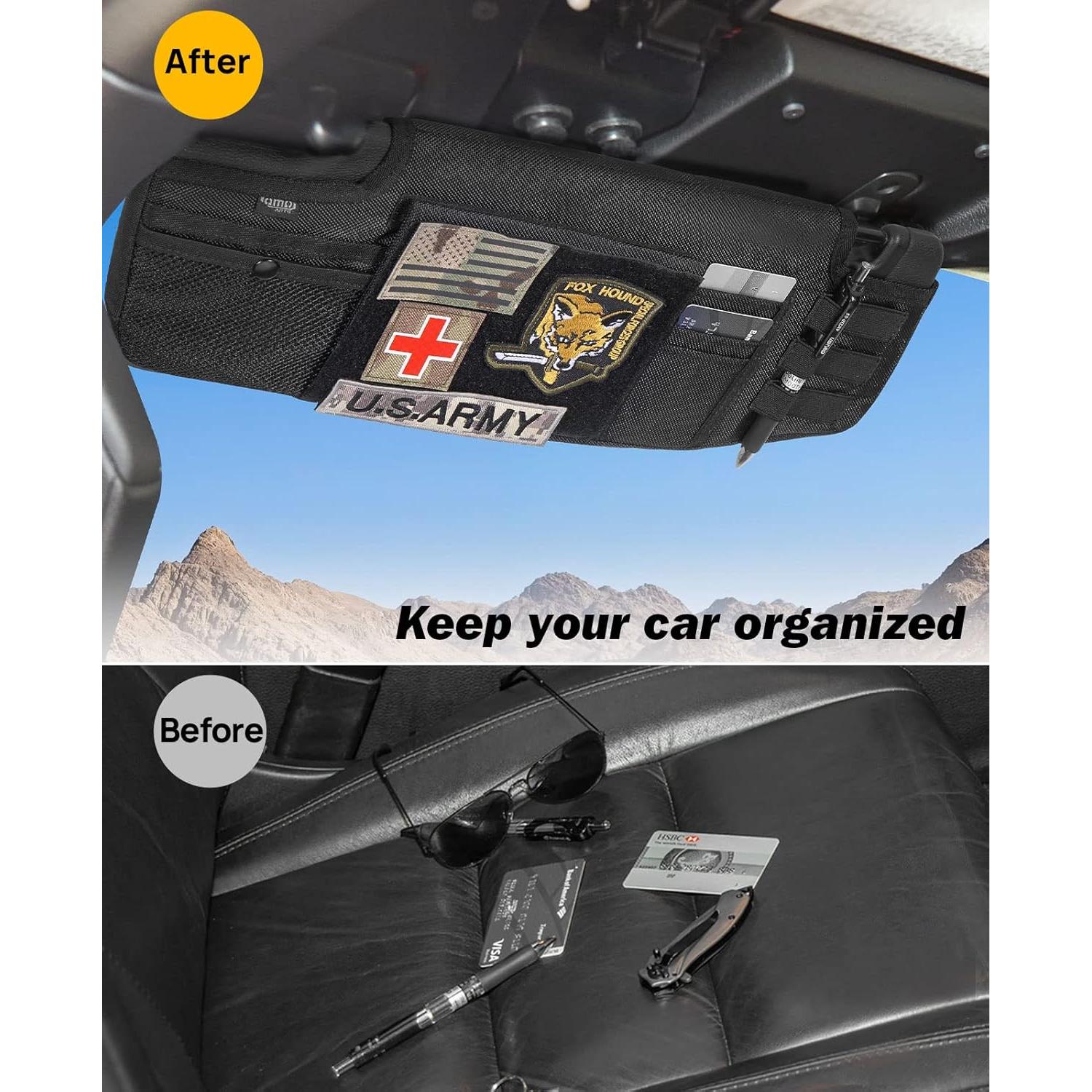 Organizador de Visera Solar QMPARTS para Wrangler JL/JT 2018-2024