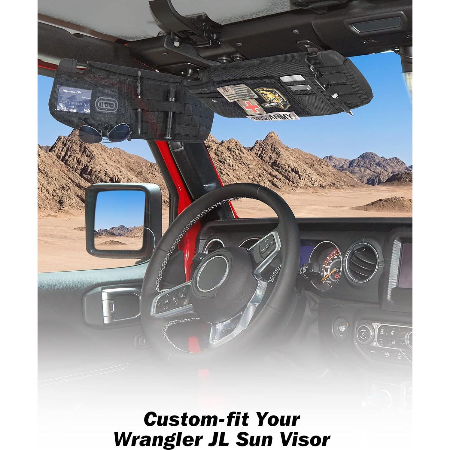 Organizador de Visera Solar QMPARTS para Wrangler JL/JT 2018-2024