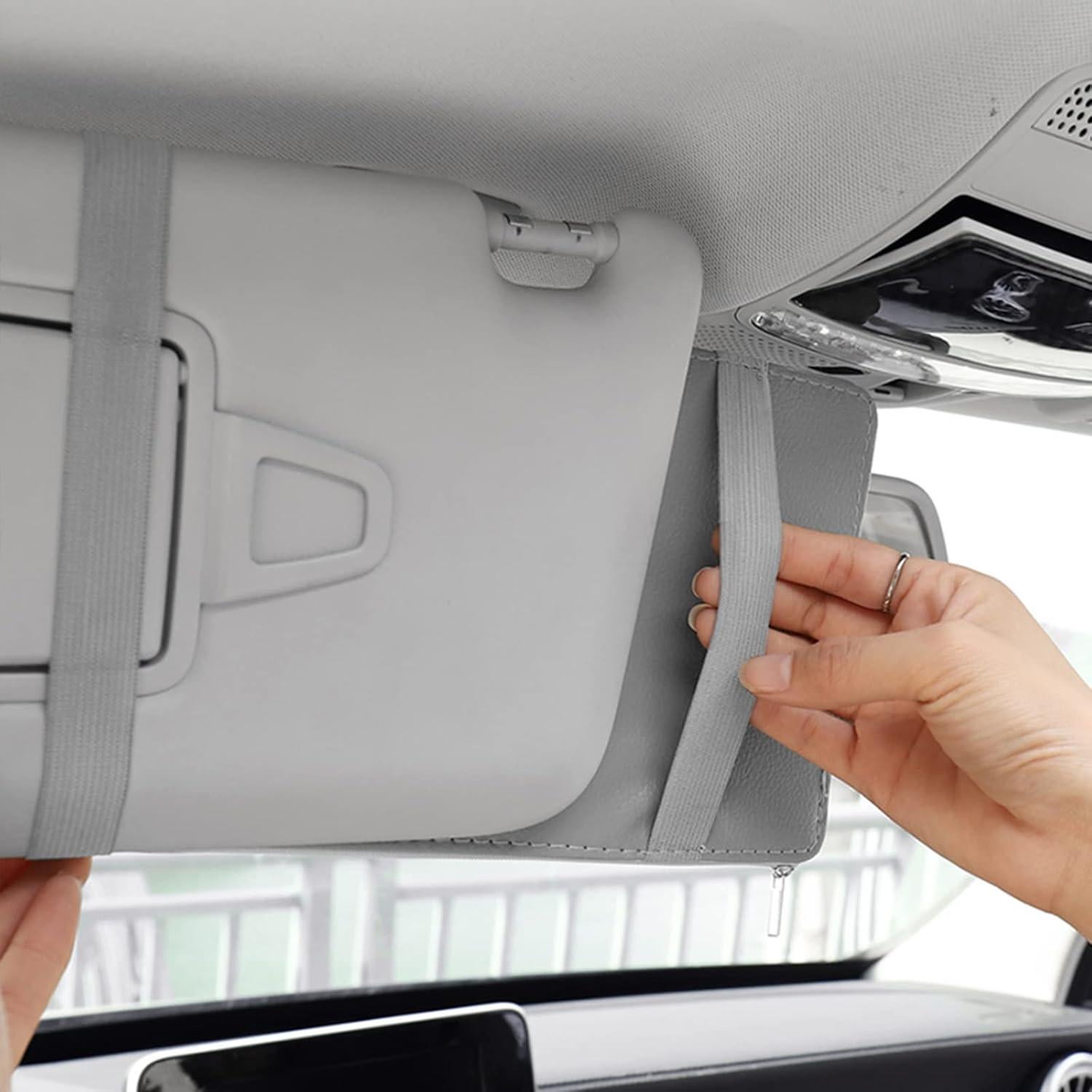 Organizador de Visera de Sol para Auto SADYFON 2 Paquetes Gris