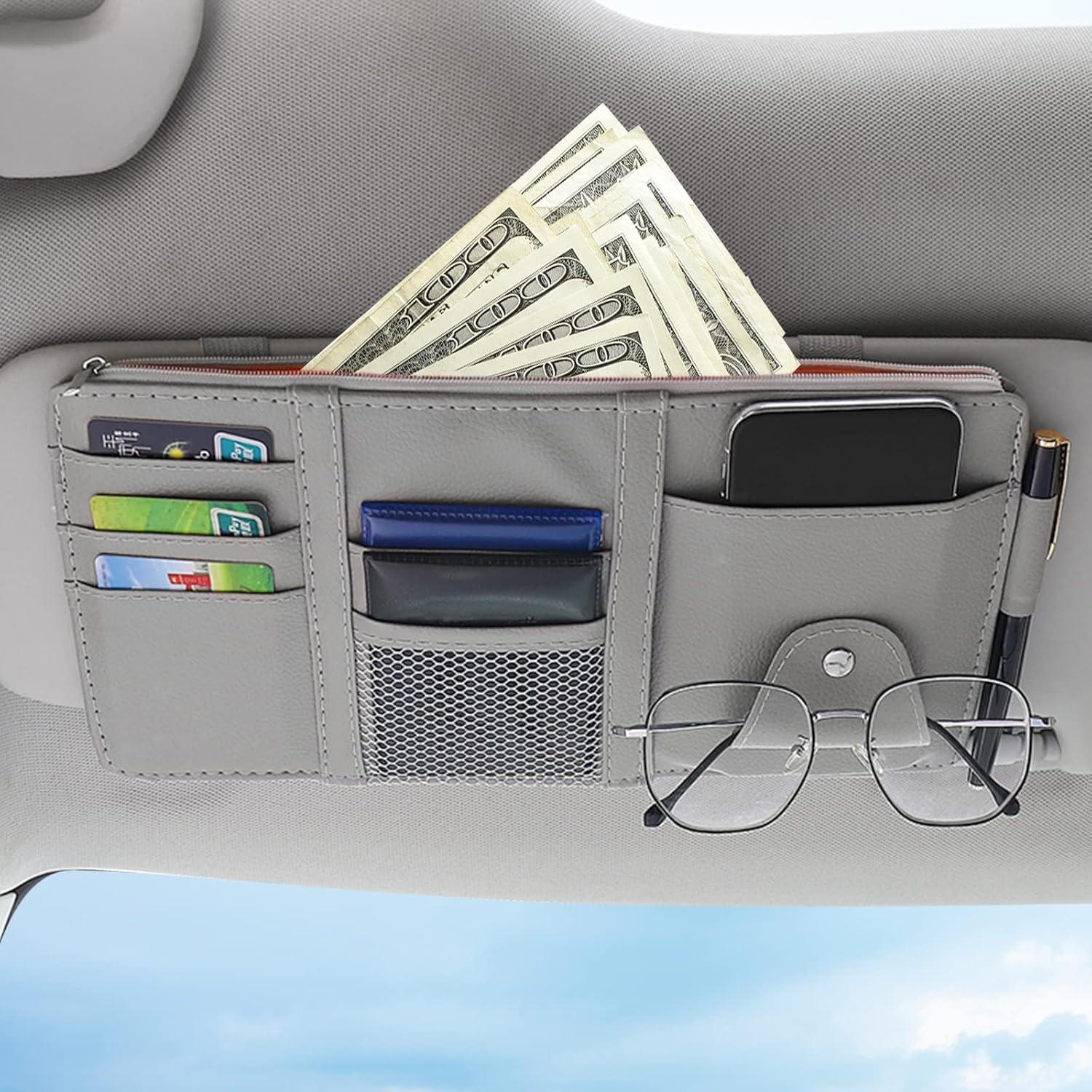 Organizador de Visera de Sol para Auto SADYFON 2 Paquetes Gris