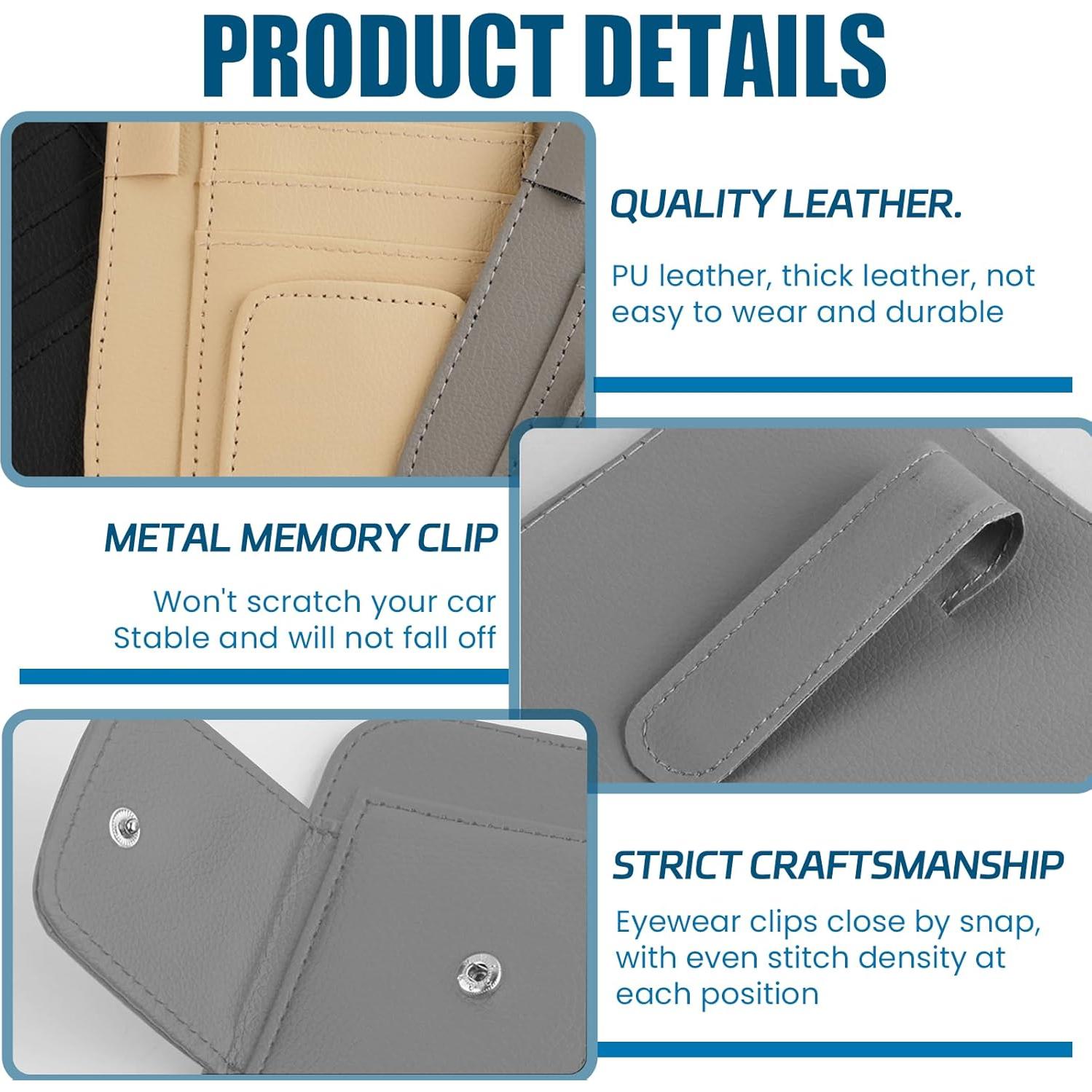Organizador de Visera de Coche Ongfuwu - Cuero Sintético Gris