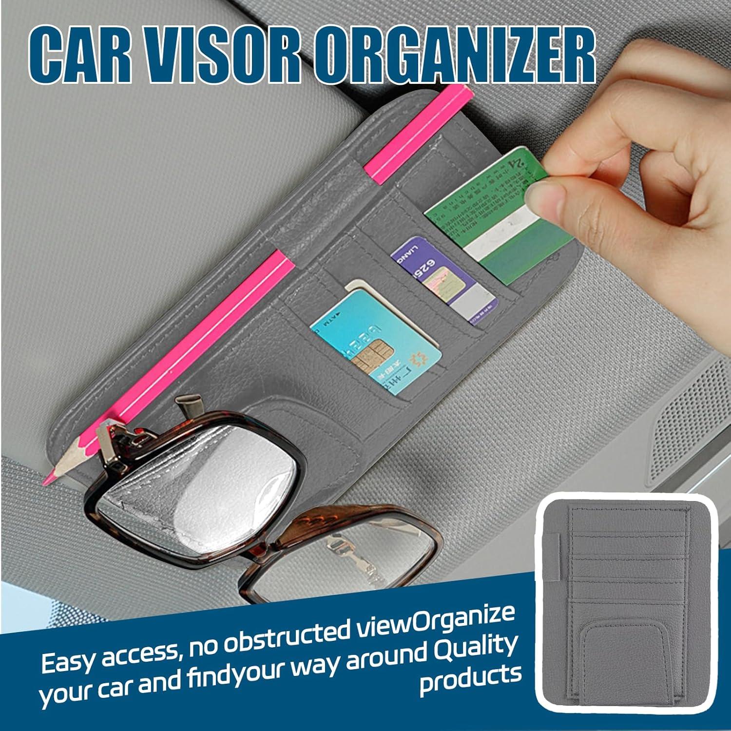 Organizador de Visera de Coche Ongfuwu - Cuero Sintético Gris