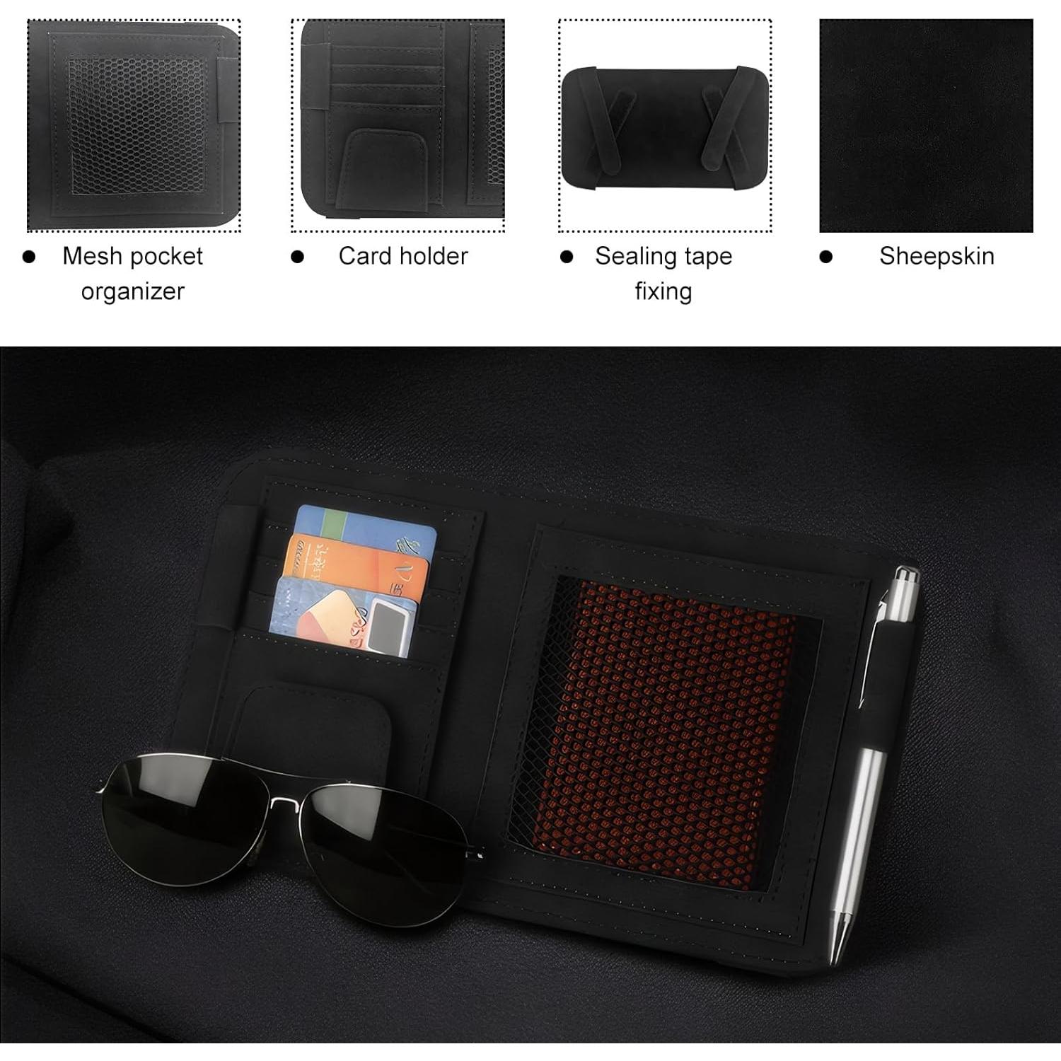 Organizador de Visera de Coche Povtii Negro Multifuncional