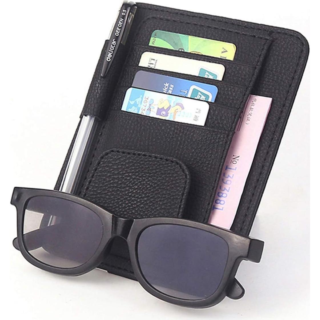 Organizador de Visera de Coche DE RAN FU Negro - Soporte para Gafas y Tarjetas