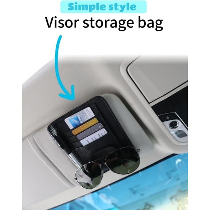 Organizador de Visera de Coche DE RAN FU Negro - Soporte para Gafas y Tarjetas