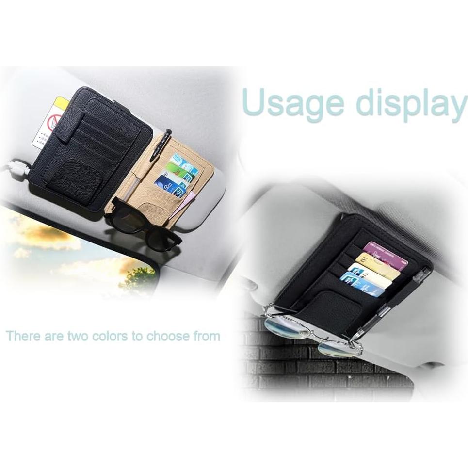 Organizador de Visera de Coche DE RAN FU Negro - Soporte para Gafas y Tarjetas
