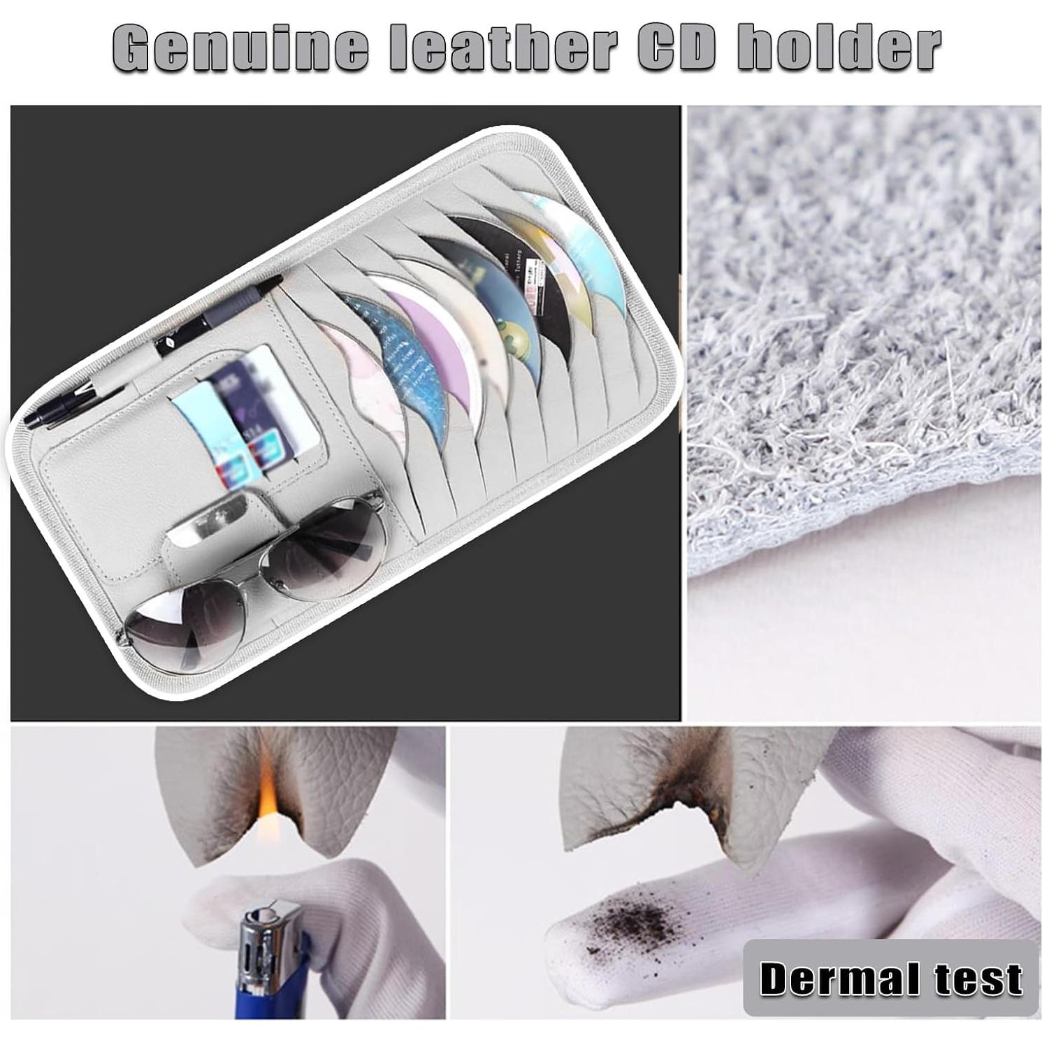 Organizador de Visera Solar de Cuero leediga Gris para Coche