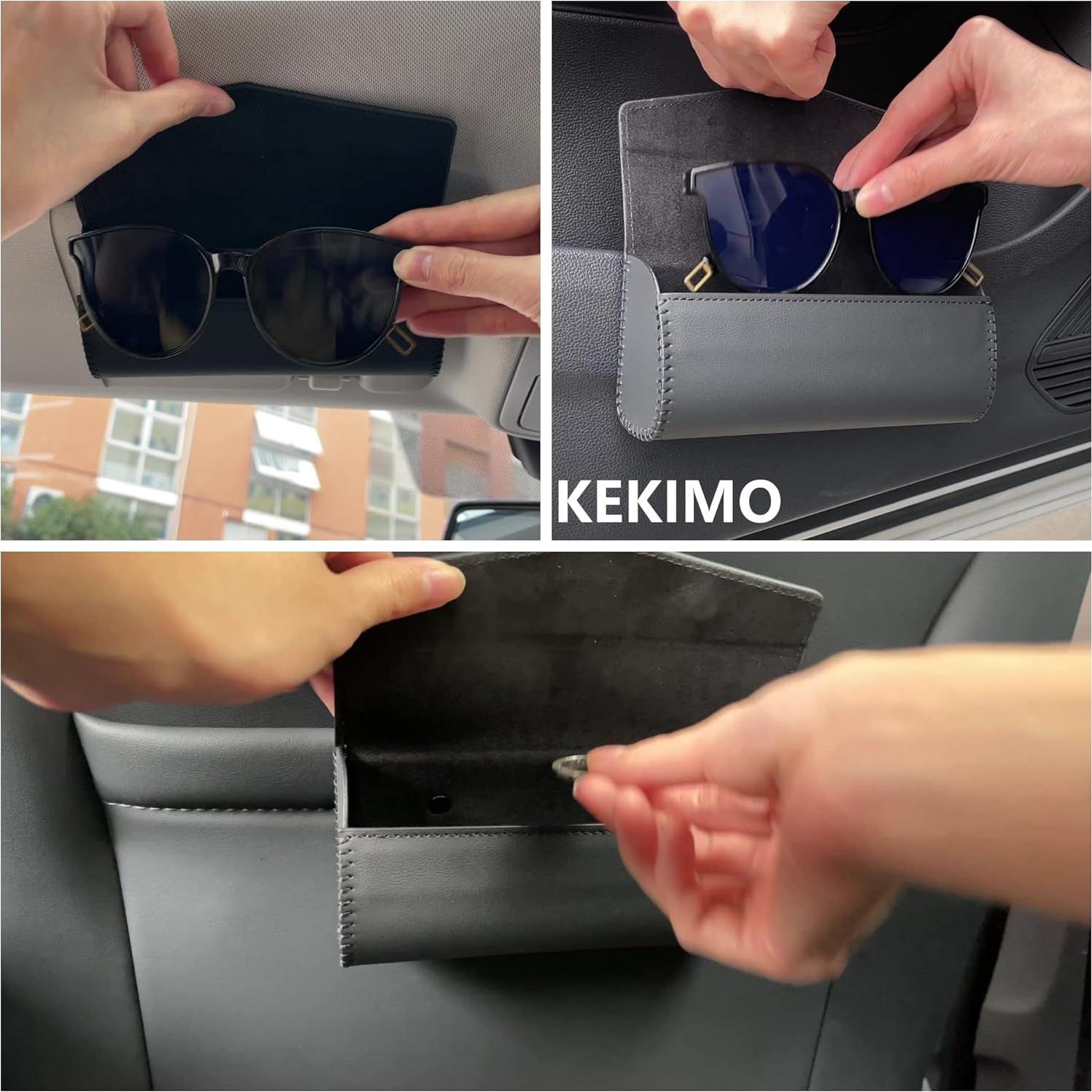 Soporte de Gafas de Sol KEKIMO para Coche Negro - Estuche Universal