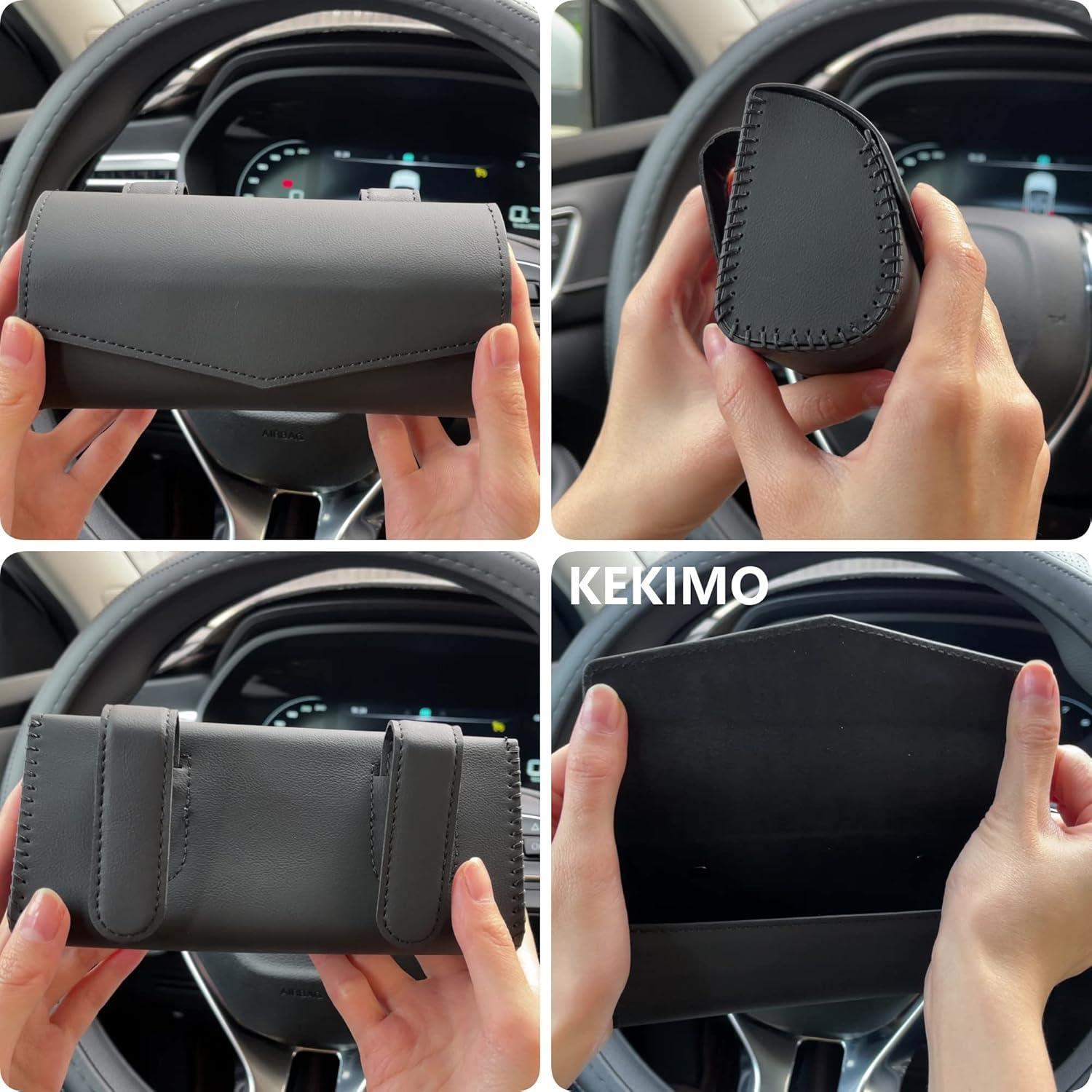 Soporte de Gafas de Sol KEKIMO para Coche Negro - Estuche Universal